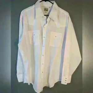 Ely cattleman White button down long sleeve shirt with pearl snaps 18 1/2  36